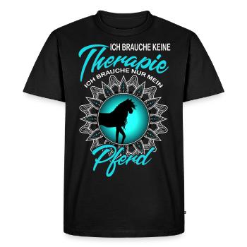 Pferdespruch Reiterspruch Pferd Therapie - Männer Premium Bio T-Shirt - Schwarz - Vorne - Nico (187cm)
