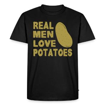 French fries potatoes Sweet potato Potato - Men's Premium Organic T-Shirt - black - Front - Nico (187cm)