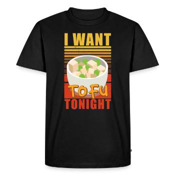 Je veux du tofu ce soir drôle végétalien - T-shirt Premium bio Homme - noir - Devant - Nico (187cm)