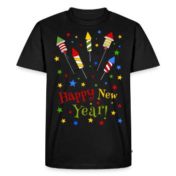 Bonne année Feux d’artifice Fête du Nouvel An Nouvel An - T-shirt Premium bio Homme - noir - Devant - Nico (187cm)