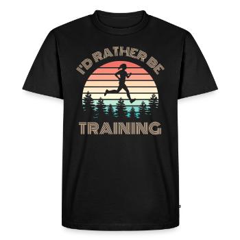 I'D RATHER BE Training Saying Retro Sun - Men's Premium Organic T-Shirt - black - Front - Nico (187cm)