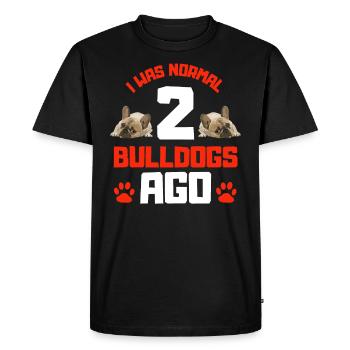 J’étais normal il y a deux bouledogues - T-shirt Premium bio Homme - noir - Devant - Nico (187cm)