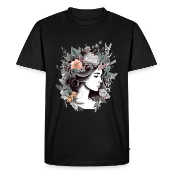 Flowery woman - Men's Premium Organic T-Shirt - black - Front - Nico (187cm)