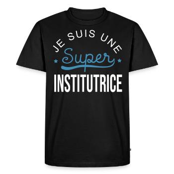 Super institutrice maîtresse - T-shirt Premium bio Homme - noir - Devant - Nico (187cm)
