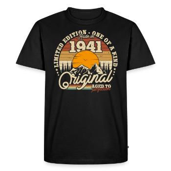 Cadeau d’anniversaire vintage 1941 rétro 82/83 ans - T-shirt Premium bio Homme - noir - Devant - Nico (187cm)