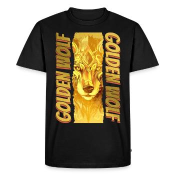 Wolf Wolf's Head Gold Nature Wilderness Adventure Art - Men's Premium Organic T-Shirt - black - Front - Nico (187cm)