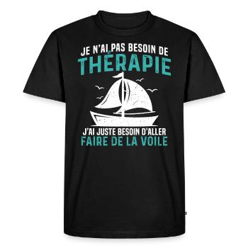 j'ai juste besoin d'aller faire de la voile - T-shirt Premium bio Homme - noir - Devant - Nico (187cm)