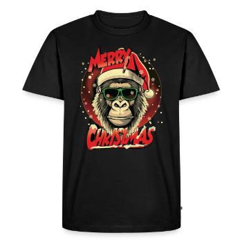 Xmas Gorilla Cristmas Merry Christmas - Men's Premium Organic T-Shirt - black - Front - Nico (187cm)