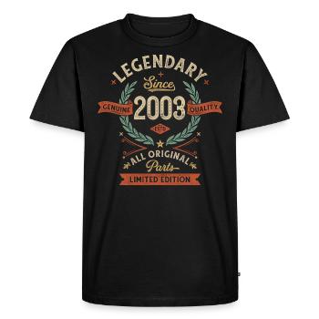 Legendary Since 2003, All Original Parts - Men's Premium Organic T-Shirt - black - Front - Nico (187cm)