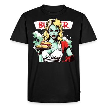Burger Girl - Men's Premium Organic T-Shirt - black - Front - Nico (187cm)