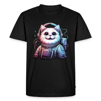 Astro Cat Cosmic Cat Retro Space Cat Lover - Men's Premium Organic T-Shirt - black - Front - Nico (187cm)