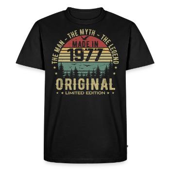 Original 1977 Retro 1977 Anniversary Gift 1977 - Men's Premium Organic T-Shirt - black - Front - Nico (187cm)