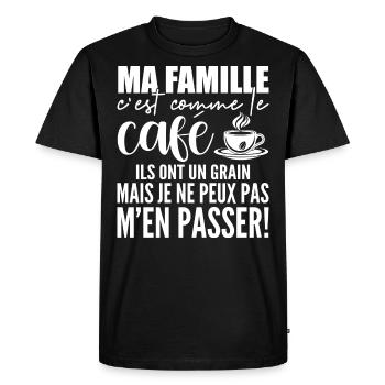 My Family Is Like Coffee - Men's Premium Organic T-Shirt - black - Front - Nico (187cm)