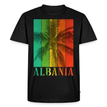Albania Shqipëri Summer Palm Trees Beach Sea Holidays - Men's Premium Organic T-Shirt - black - Front - Nico (187cm)