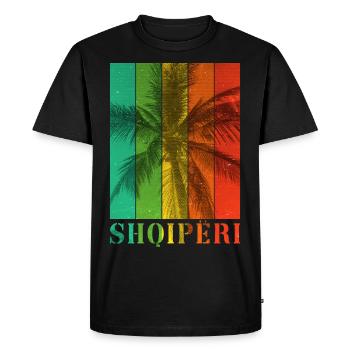 Albania Shqipëri Summer Palm Trees Beach Sea Holidays - Men's Premium Organic T-Shirt - black - Front - Nico (187cm)