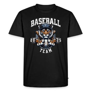 Sporty baseball design with a tiger - Men's Premium Organic T-Shirt - black - Front - Nico (187cm)