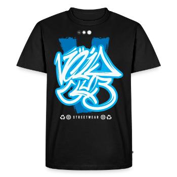 Graffiti urbain streetwear - T-shirt Premium bio Homme - noir - Devant - Nico (187cm)