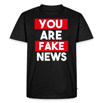 Vous êtes une fausse nouvelle - T-shirt Premium bio Homme - noir - Devant - Nico (187cm)