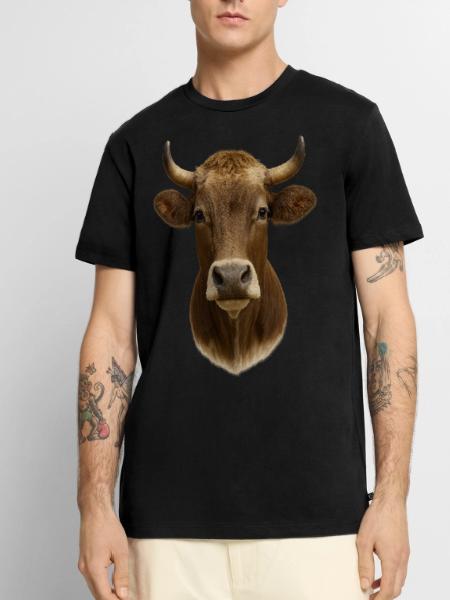 Die schonste Kuh - Männer Premium Bio T-Shirt - Schwarz - Vorne - Nico (187cm)