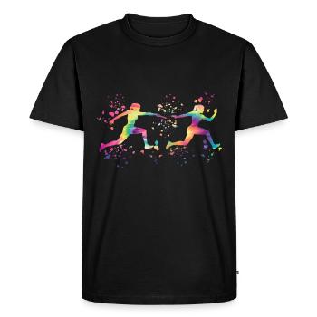 Coureur de relais, Course de relais, Course de relais, Course de relais - T-shirt Premium bio Homme - noir - Devant - Nico (187cm)
