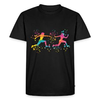Coureur de relais, Course de relais, Course de relais, Course de relais - T-shirt Premium bio Homme - noir - Devant - Nico (187cm)