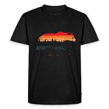 Bear silhouette with vintage forest - Men's Premium Organic T-Shirt - black - Front - Nico (187cm)