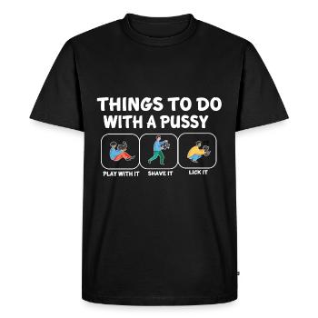 things to do with cats pussy chat chat chat - T-shirt Premium bio Homme - noir - Devant - Nico (187cm)