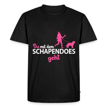 Schapendoes Hund Mama Frauchen die mit geht Spruch - Männer Premium Bio T-Shirt - Schwarz - Vorne - Nico (187cm)