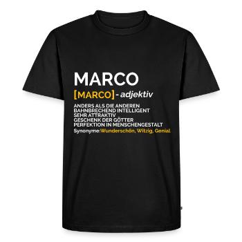 Marco - Männer Premium Bio T-Shirt - Schwarz - Vorne - Nico (187cm)