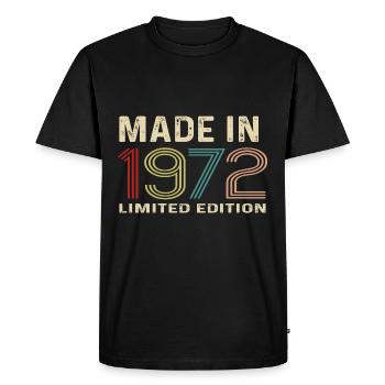 Fabriqué en 1972 Édition Limitée - Pour le 50ème anniversaire - T-shirt Premium bio Homme - noir - Devant - Nico (187cm)
