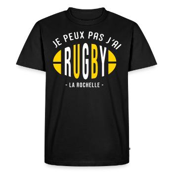 Rugby la rochelle Je peux pas supporter rochelais - T-shirt Premium bio Homme - noir - Devant - Nico (187cm)