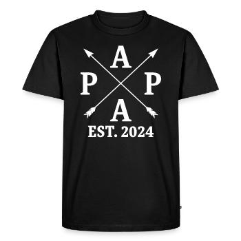 Papa Est. 2024 - Men's Premium Organic T-Shirt - black - Front - Nico (187cm)