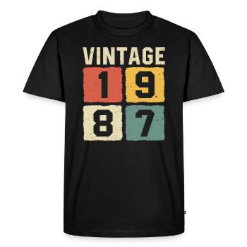 Vintage 1987 Born 1987 - Men's Premium Organic T-Shirt - black - Front - Nico (187cm)