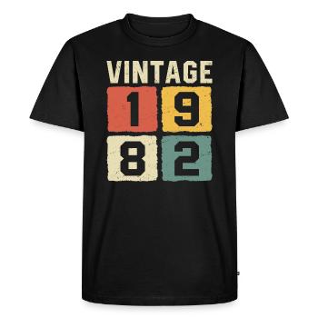 Vintage 1982 Born 1982 - Men's Premium Organic T-Shirt - black - Front - Nico (187cm)