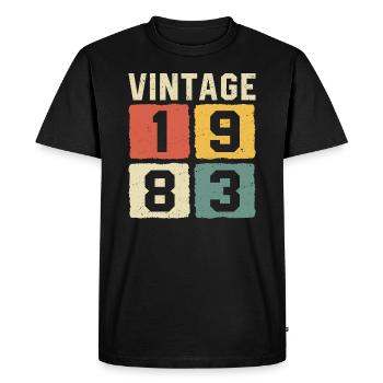 Millésime 1983 Né en 1983 - T-shirt Premium bio Homme - noir - Devant - Nico (187cm)