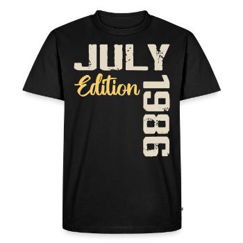 Juillet 1986 Chemise D’anniversaire Juillet 1986 - T-shirt Premium bio Homme - noir - Devant - Nico (187cm)