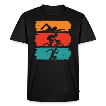 Retro Triathlon - Men's Premium Organic T-Shirt - black - Front - Nico (187cm)