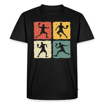 Joueur de tennis de table rétro - T-shirt Premium bio Homme - noir - Devant - Nico (187cm)