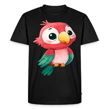 Cute Kawaii Parrot – Colorful Cartoon Bird Design - Men's Premium Organic T-Shirt - black - Front - Nico (187cm)