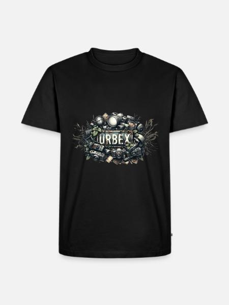 Urbex Blechschild Print - Männer Premium Bio T-Shirt - Schwarz