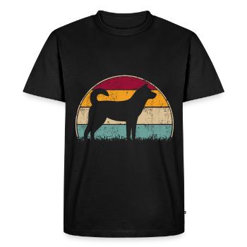 korean jindo dog vintage retro - Men's Premium Organic T-Shirt - black - Front - Nico (187cm)