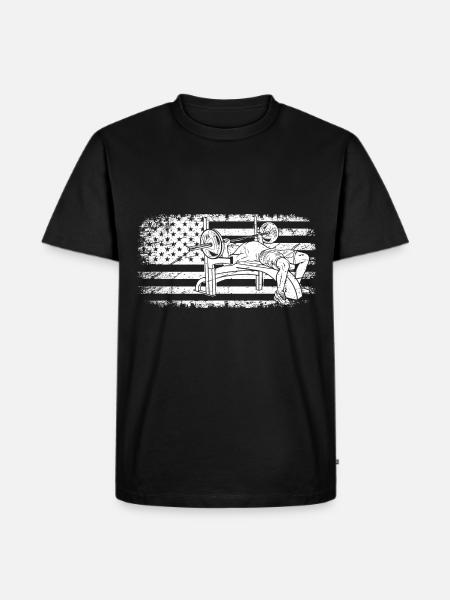 Bench Press USA Flag - - Men's Premium Organic T-Shirt - black