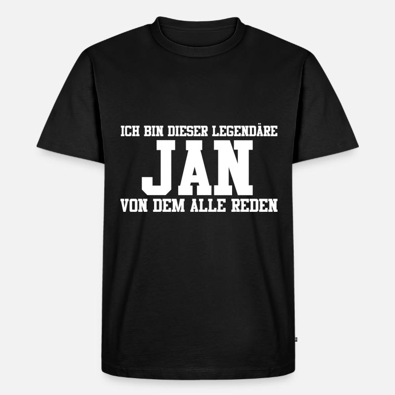 Jan Name Design - Männer Premium Bio T-Shirt - Schwarz