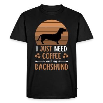 Teckel Café Rétro Chien Café - T-shirt Premium bio Homme - noir - Devant - Nico (187cm)