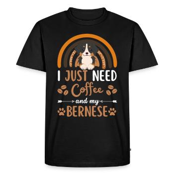 Cute bernese mountain dog coffee dog cafe kawaii - Men's Premium Organic T-Shirt - black - Front - Nico (187cm)
