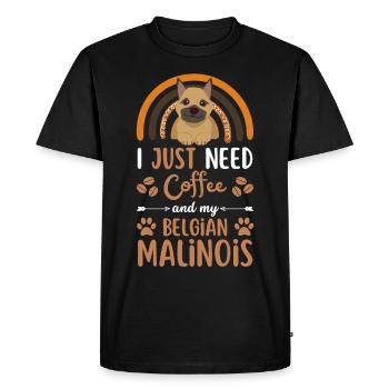 Café malinois belge sucré kawaii - T-shirt Premium bio Homme - noir - Devant - Nico (187cm)