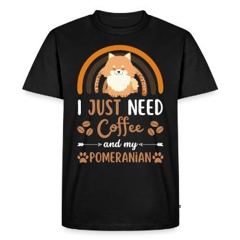 Sweet Dwarf Spitz Dog Coffee Cafe kawaii - T-shirt Premium bio Homme - noir - Devant - Nico (187cm)
