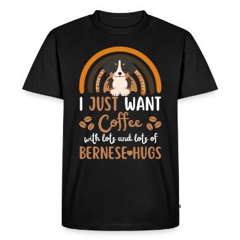 Cute bernese mountain dog coffee dog cafe kawaii - Men's Premium Organic T-Shirt - black - Front - Nico (187cm)
