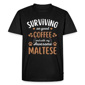 Café maltais Coffee Dog - T-shirt Premium bio Homme - noir - Devant - Nico (187cm)