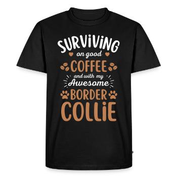 Border Collie Coffee Dog Cafe - T-shirt Premium bio Homme - noir - Devant - Nico (187cm)